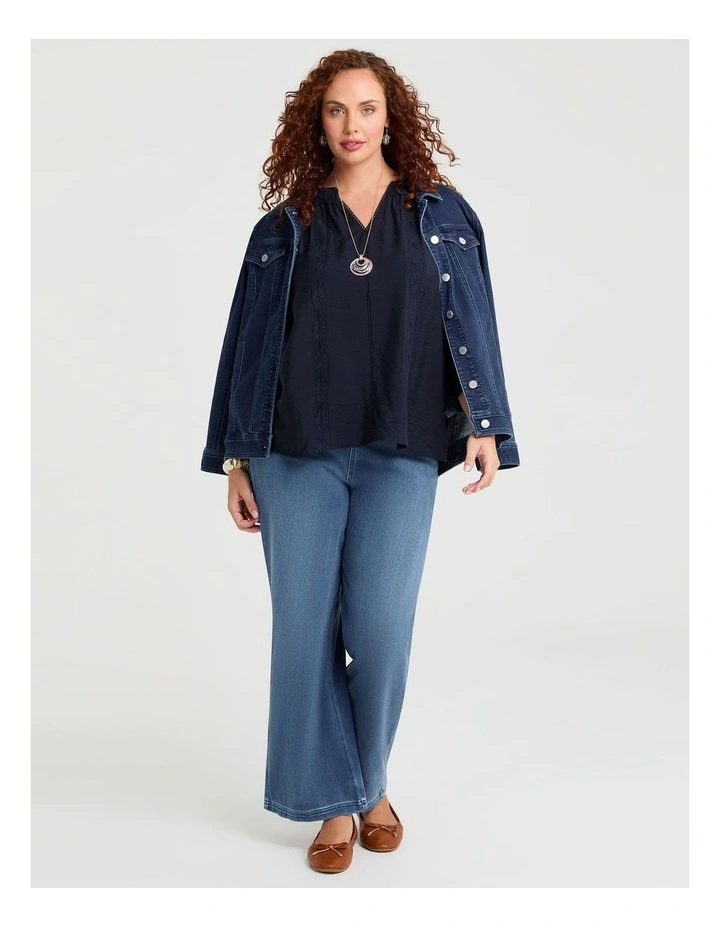 Natural Trim Detail Top Navy image 4