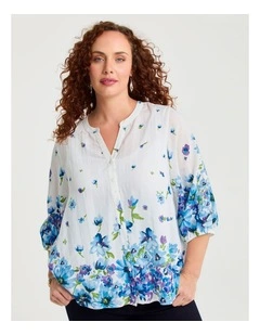 Natural Blooming Border Top Print