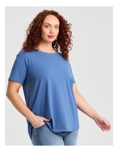 Australian Cotton Crew Neck T-shirt in Dutch Blue