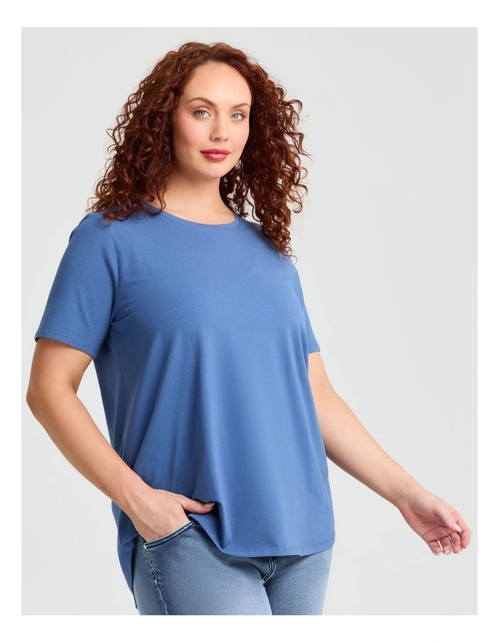 Australian Cotton Crew Neck T-shirt in Dutch Blue image 1