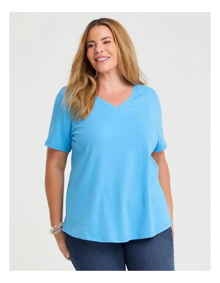 Organic Cotton V-neck T-shirt Ocean Blue image 1