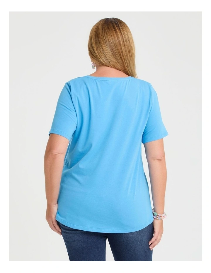 Organic Cotton V-neck T-shirt Ocean Blue image 2