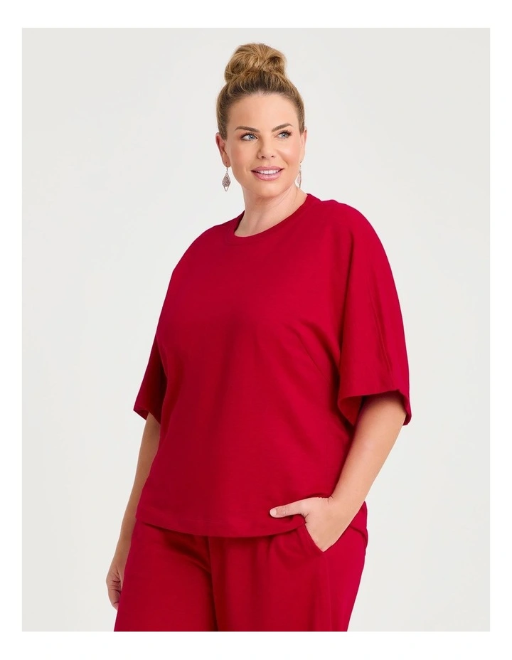 Hi Lo Hem Sweatshirt Ribbon in Red image 1