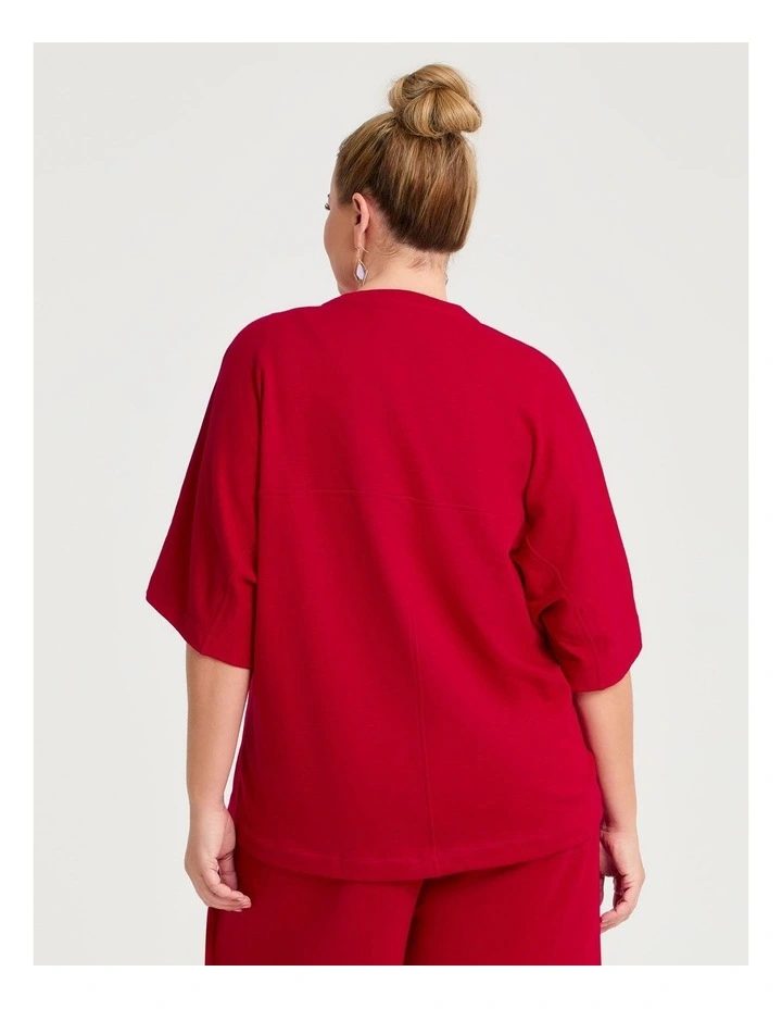 Hi Lo Hem Sweatshirt Ribbon in Red image 2