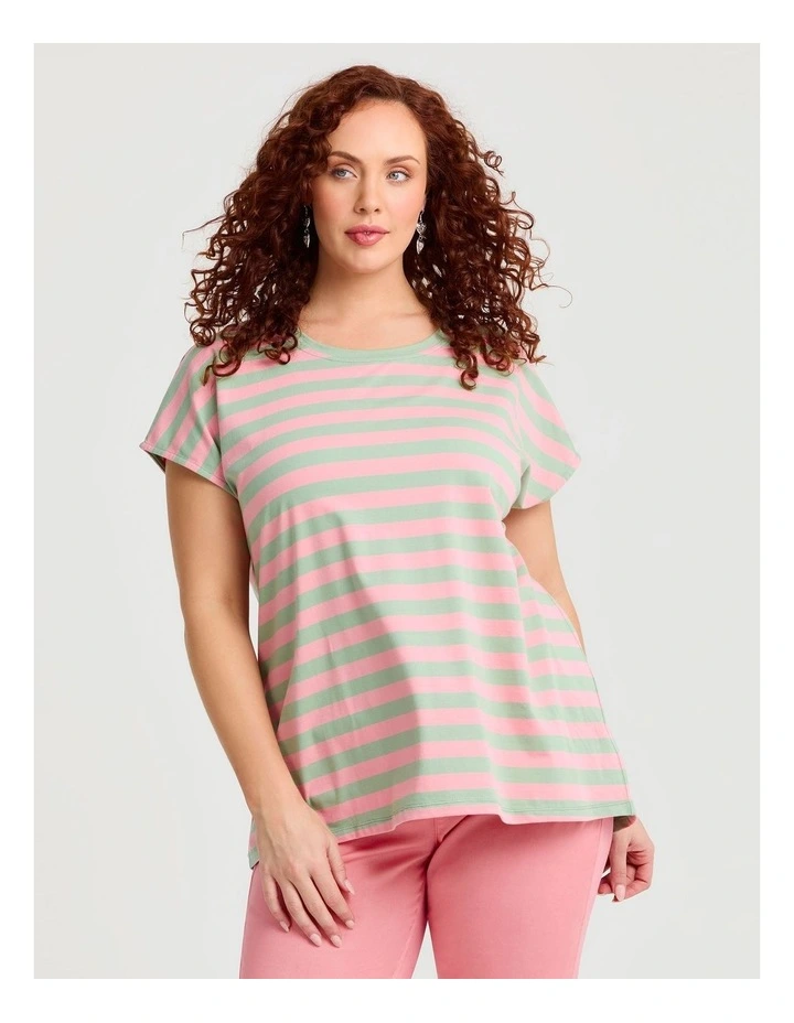 Cotton Everyday Top in Shamrock/Flamingo image 1