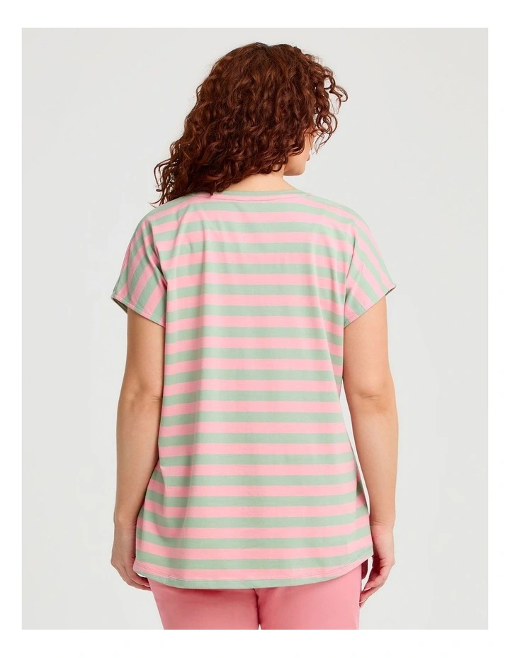 Cotton Everyday Top in Shamrock/Flamingo image 2