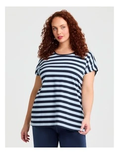 Cotton Everyday Top Navy/sky Blue