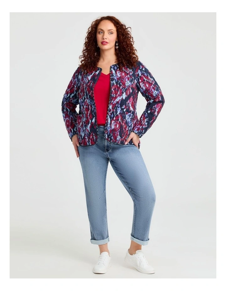 Cotton Button Sleeve T-shirt Cherry Red image 4