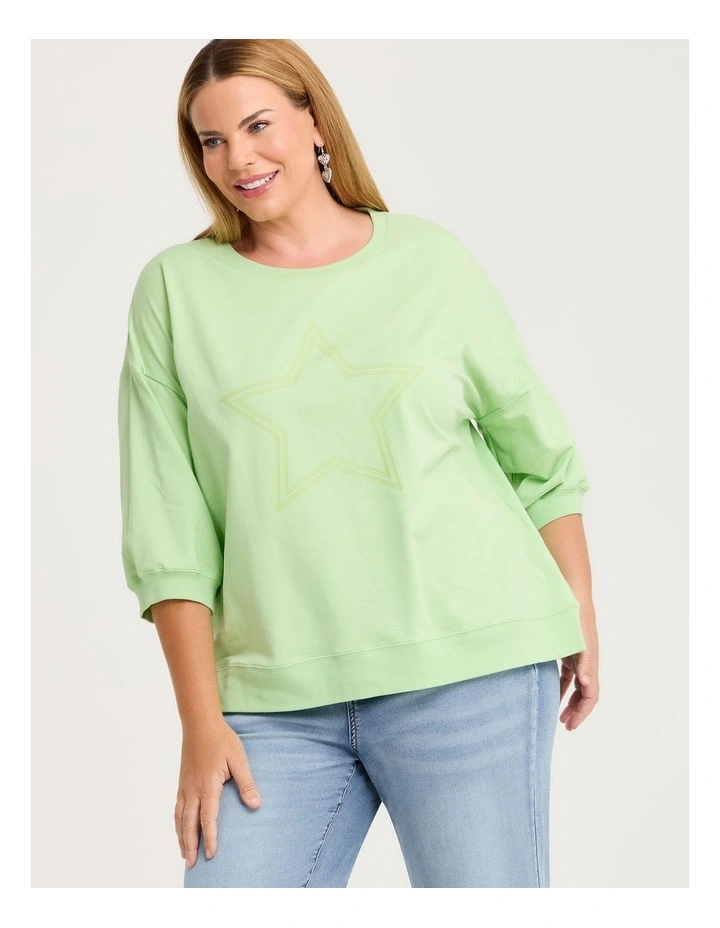 Cotton Star Relaxed Sweatshirt Jade Lime image 1
