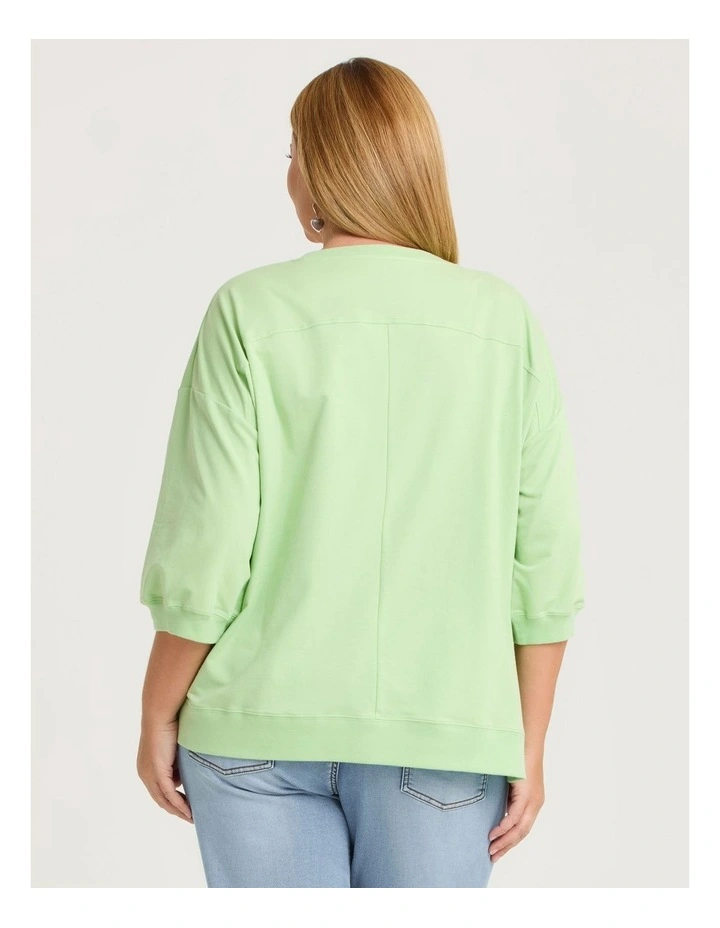 Cotton Star Relaxed Sweatshirt Jade Lime image 2