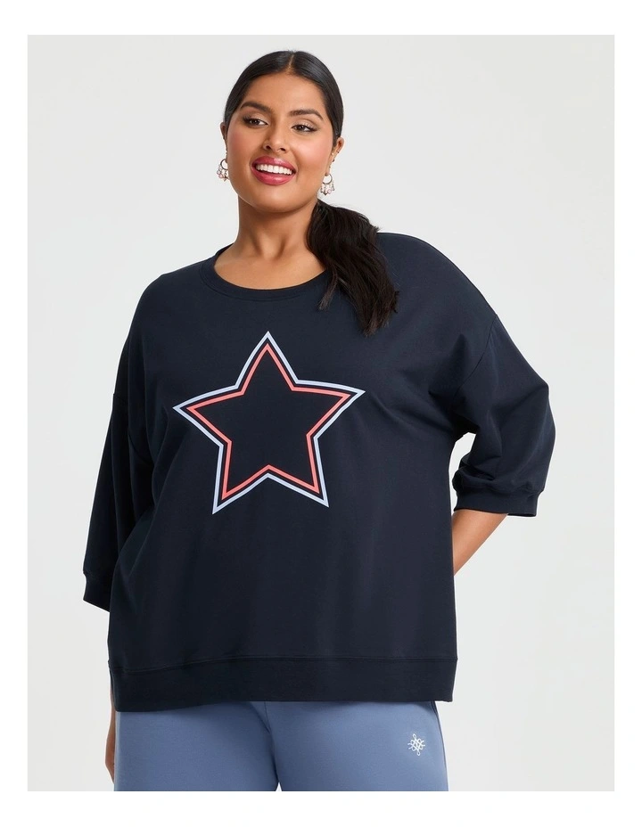 Cotton Star Relaxed Sweatshirt Navy image 1