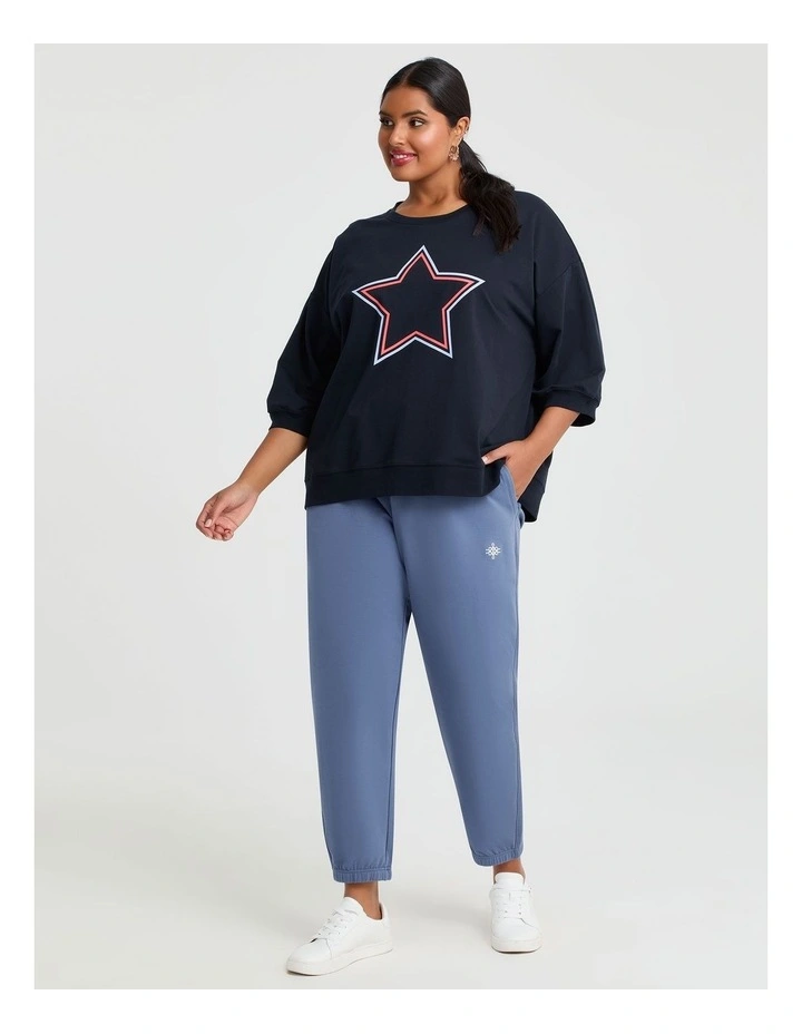 Cotton Star Relaxed Sweatshirt Navy image 3