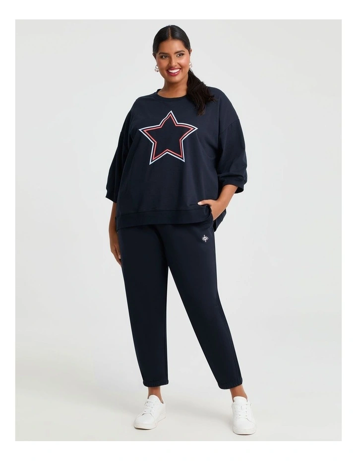 Cotton Star Relaxed Sweatshirt Navy image 4