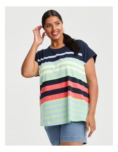 Cotton Weekend Fun Stripe T-shirt Navy/multi
