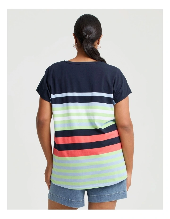 Cotton Weekend Fun Stripe T-shirt Navy/multi image 2