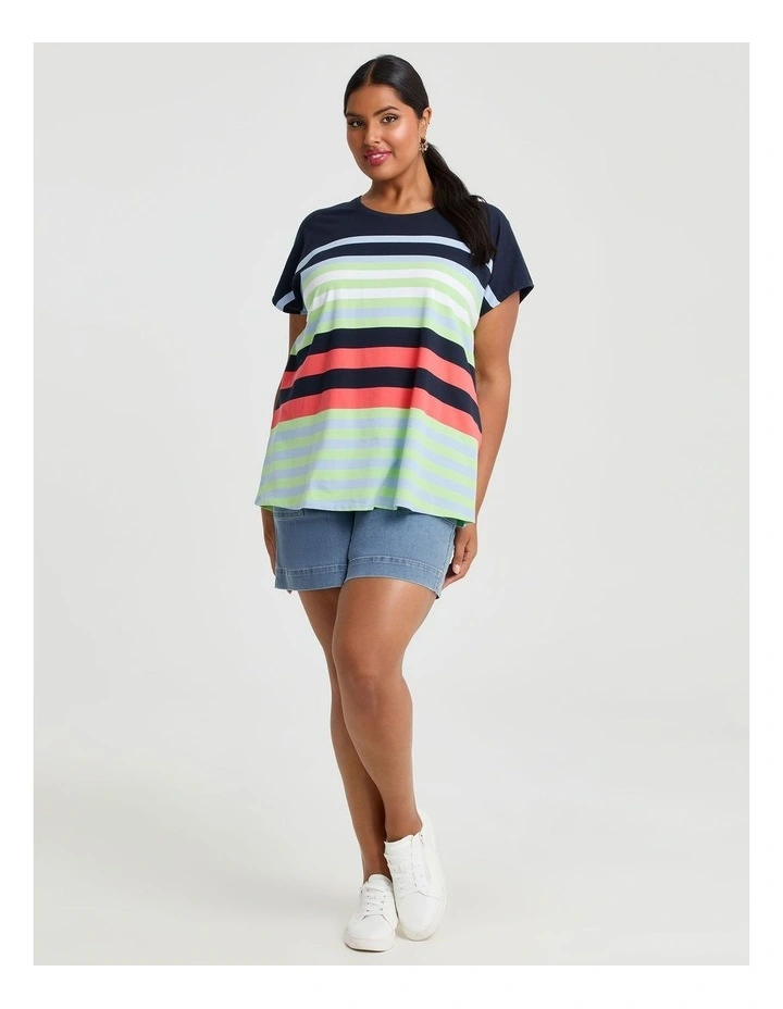 Cotton Weekend Fun Stripe T-shirt Navy/multi image 4