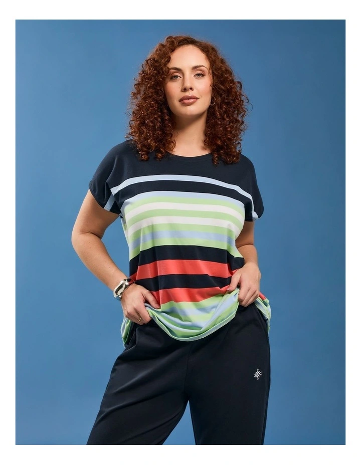 Cotton Weekend Fun Stripe T-shirt Navy/multi image 5