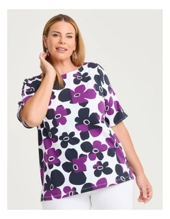 Cotton Abstract Flower T-shirt Print