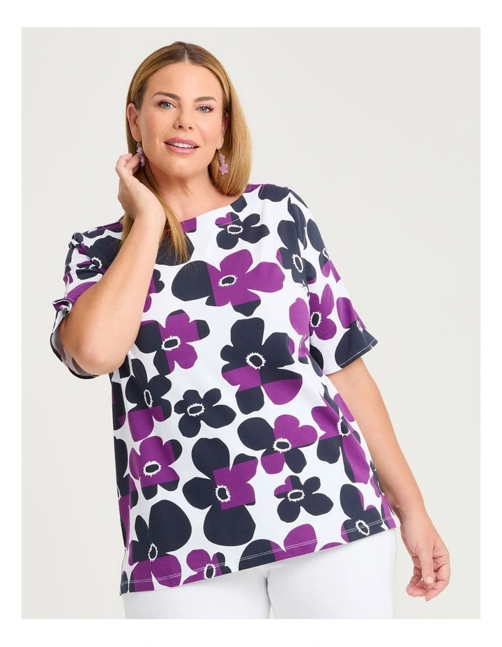 Cotton Abstract Flower T-shirt Print image 1