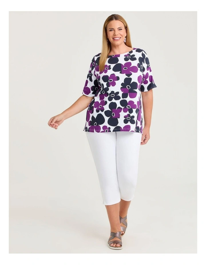 Cotton Abstract Flower T-shirt Print image 3