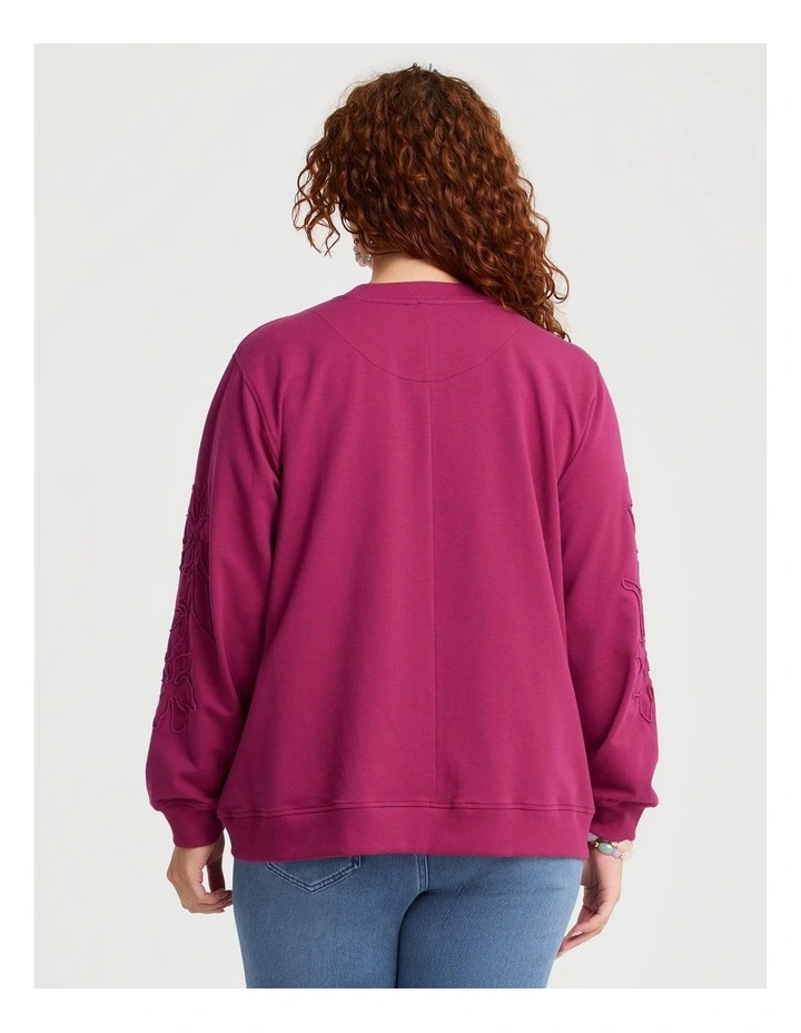 Cotton Cord Applique Sweatshirt Granita image 2