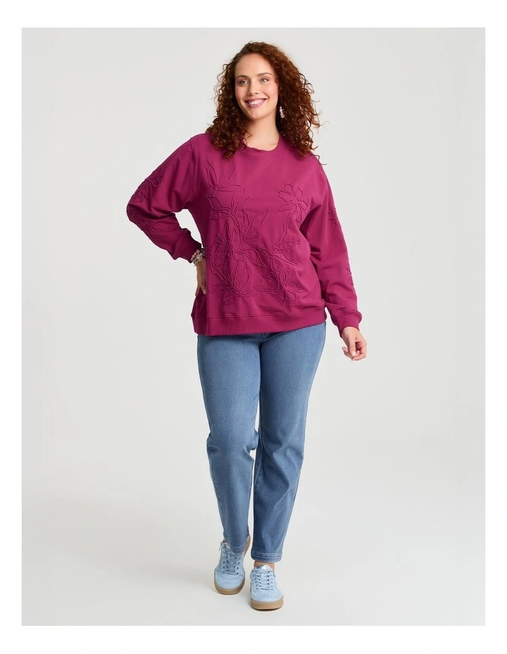 Cotton Cord Applique Sweatshirt Granita image 3