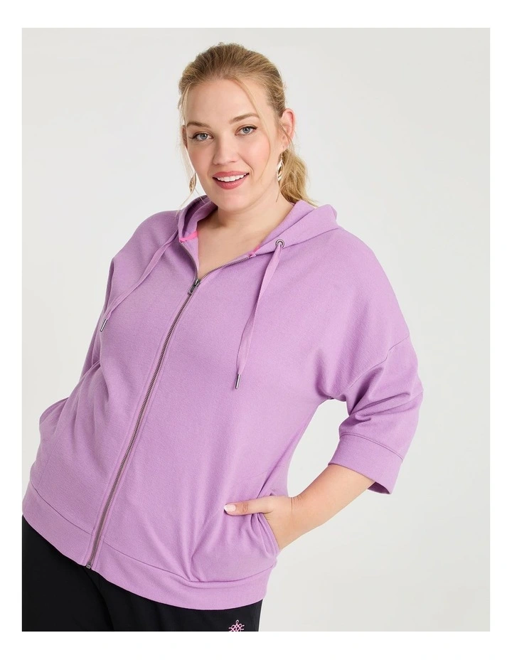 Cotton Zip Thru Hoodie Lavender image 1