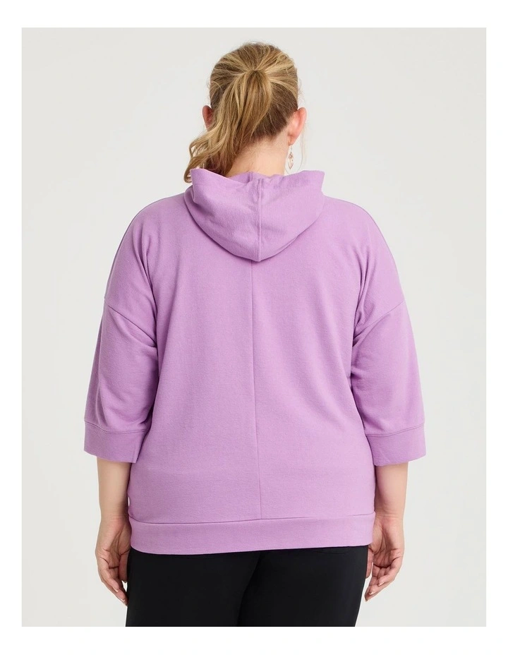 Cotton Zip Thru Hoodie Lavender image 2