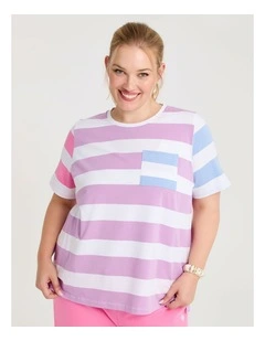Cotton Mix Stripe Top in Multi