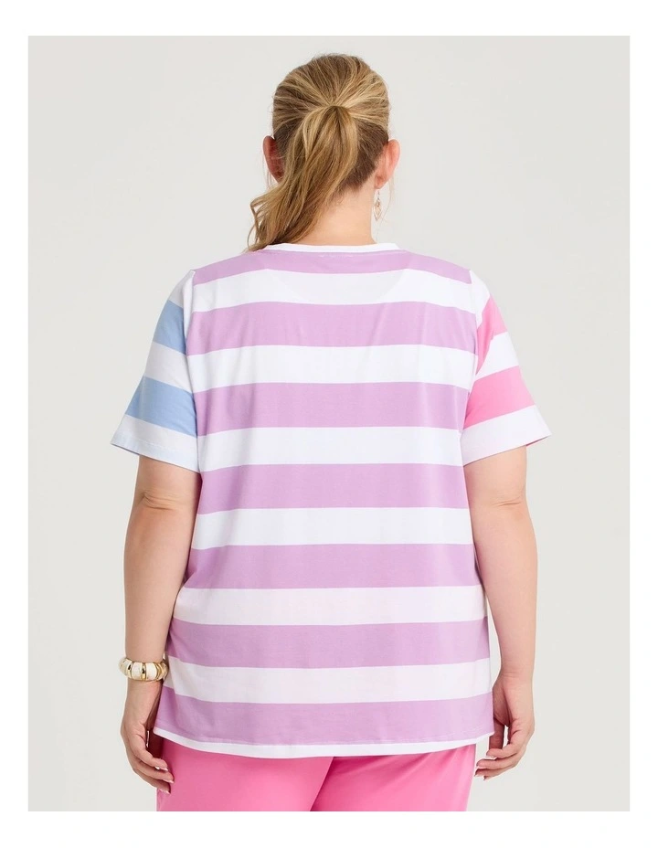 Cotton Mix Stripe Top in Multi image 2