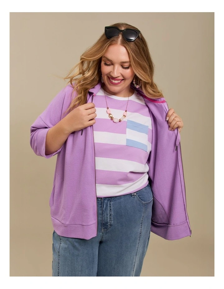 Cotton Mix Stripe Top in Multi image 4