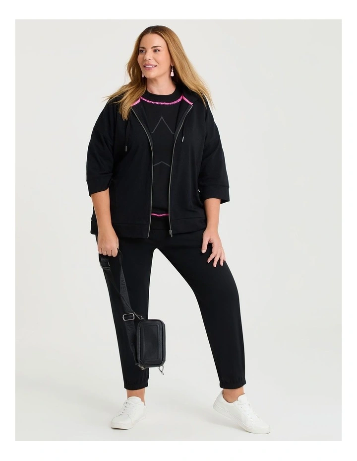 Cotton Stitch Star Sweatshirt in Black image 4