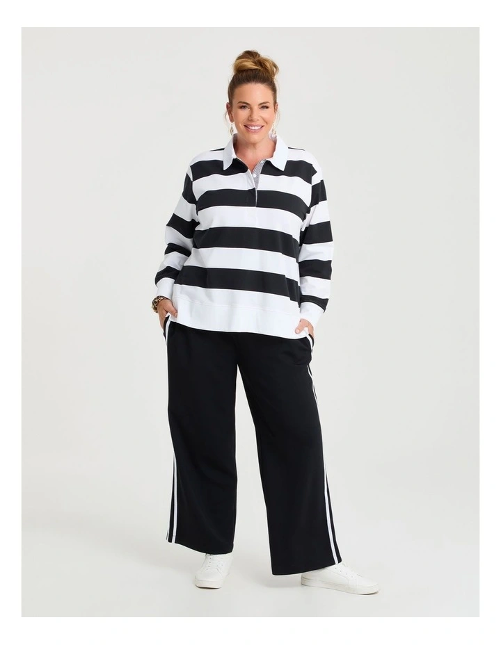 Cotton Polo Neck Sweatshirt in Multi image 3