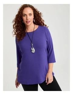 Textured Rib Crew Neck Top Liberty Purple