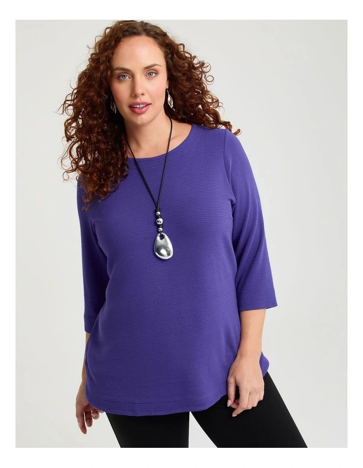 Textured Rib Crew Neck Top Liberty Purple image 1