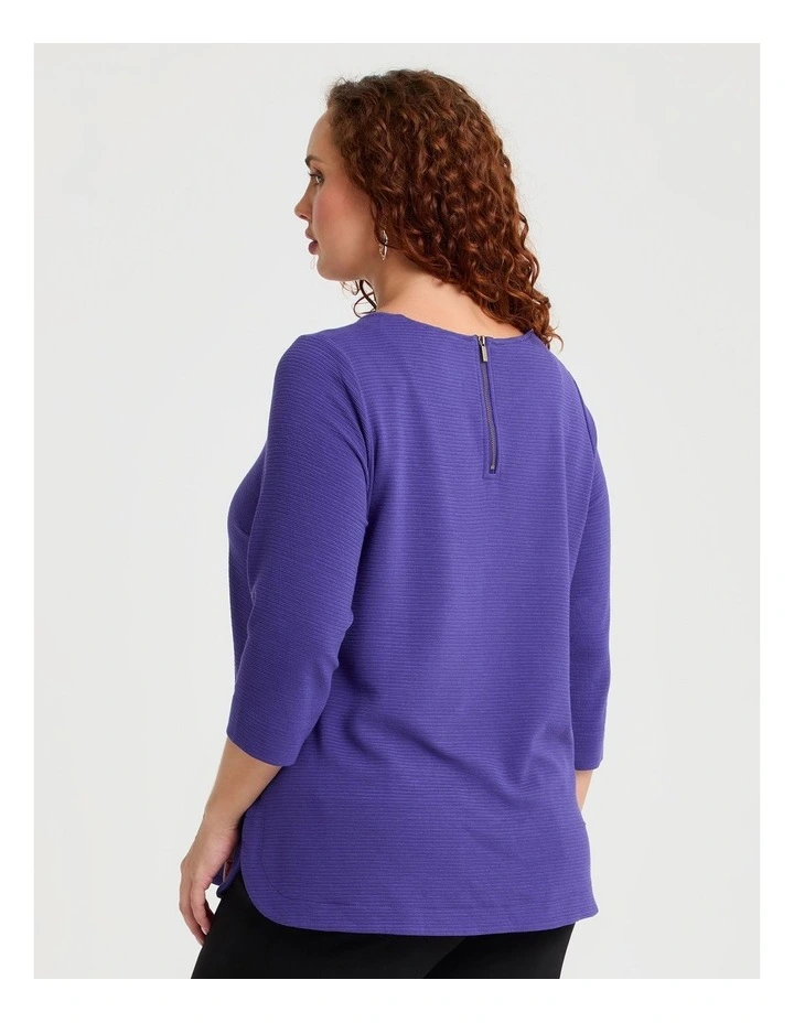 Textured Rib Crew Neck Top Liberty Purple image 2