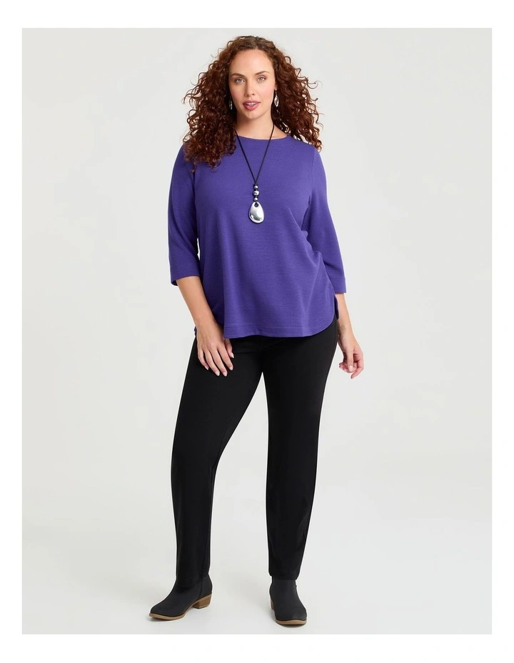 Textured Rib Crew Neck Top Liberty Purple image 3