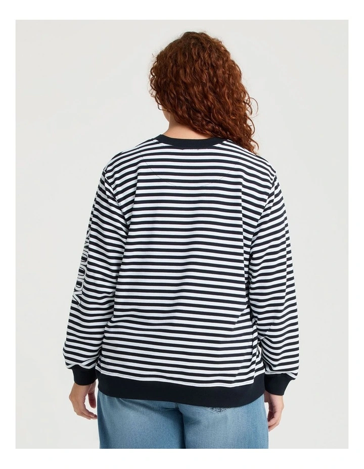 Peanuts Snoopy Stripe Sweatshirt Navy/white image 2