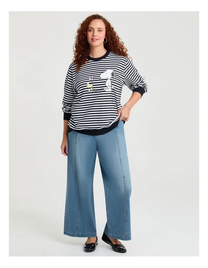 Peanuts Snoopy Stripe Sweatshirt Navy/white image 3