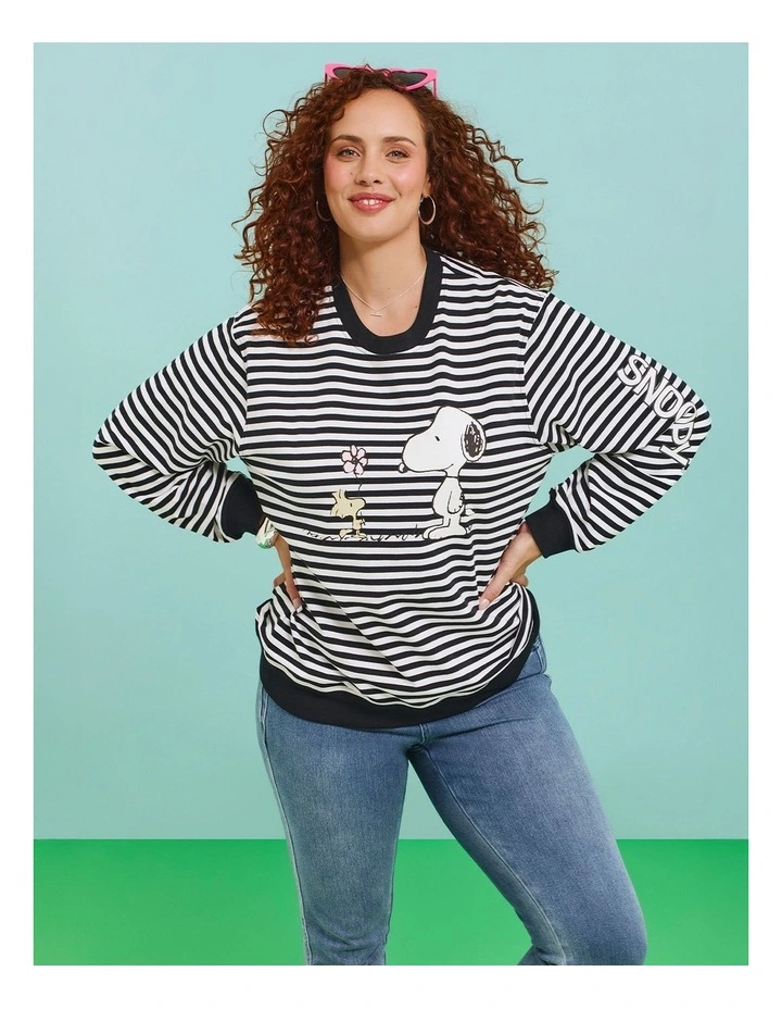 Peanuts Snoopy Stripe Sweatshirt Navy/white image 5