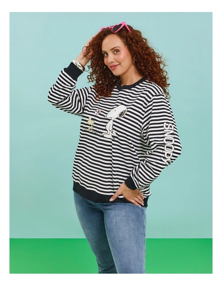 Peanuts Snoopy Stripe Sweatshirt Navy/white image 6