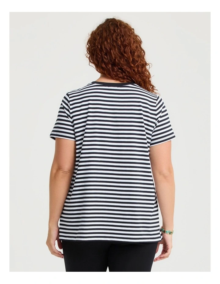 Peanuts Snoopy Stripe T-shirt Navy/white image 2