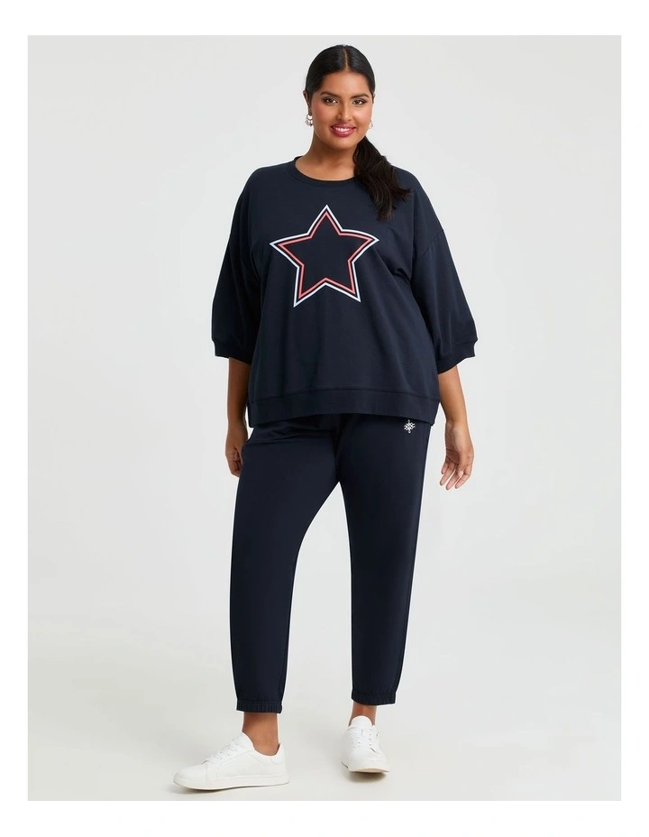 Cotton Logo Relaxed Trackpant Navy image 3