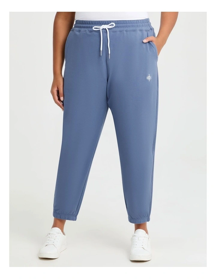 Cotton Logo Relaxed Trackpant in Dark Dusk Blue image 1
