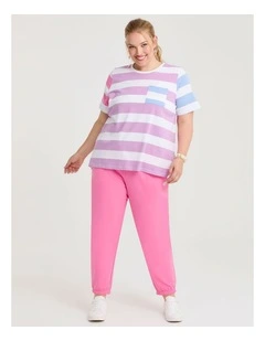 Cotton Logo Relaxed Trackpant in Pink Wink