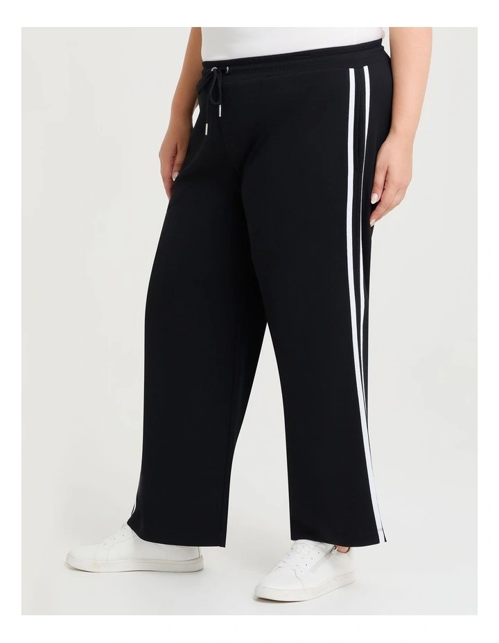Modal Side Stripe Trackpant in Black image 1