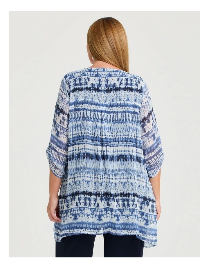 The Dyed Chiffon Layer Tunic in Blue Print image 2