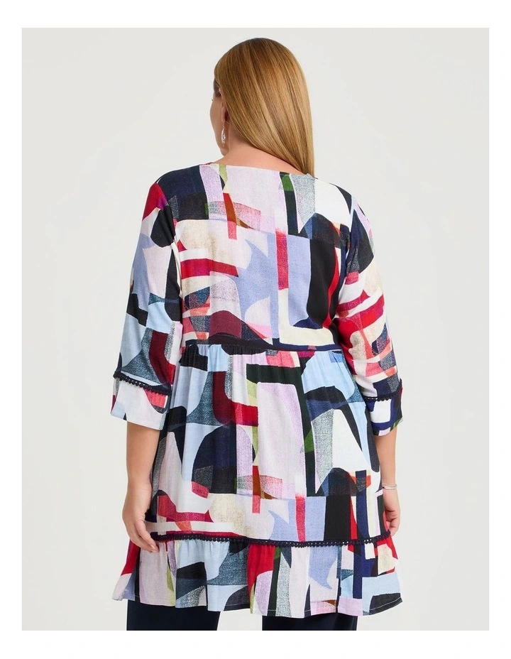 Abstract Natural Tier Tunic in Print image 2