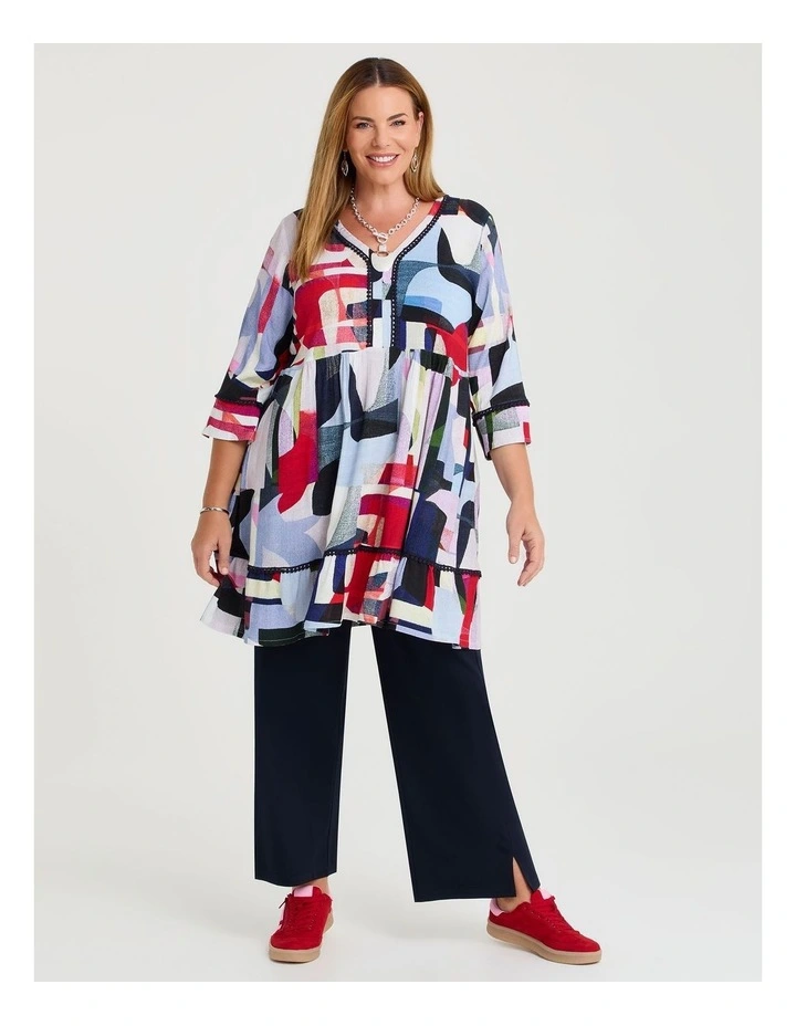 Abstract Natural Tier Tunic in Print image 3
