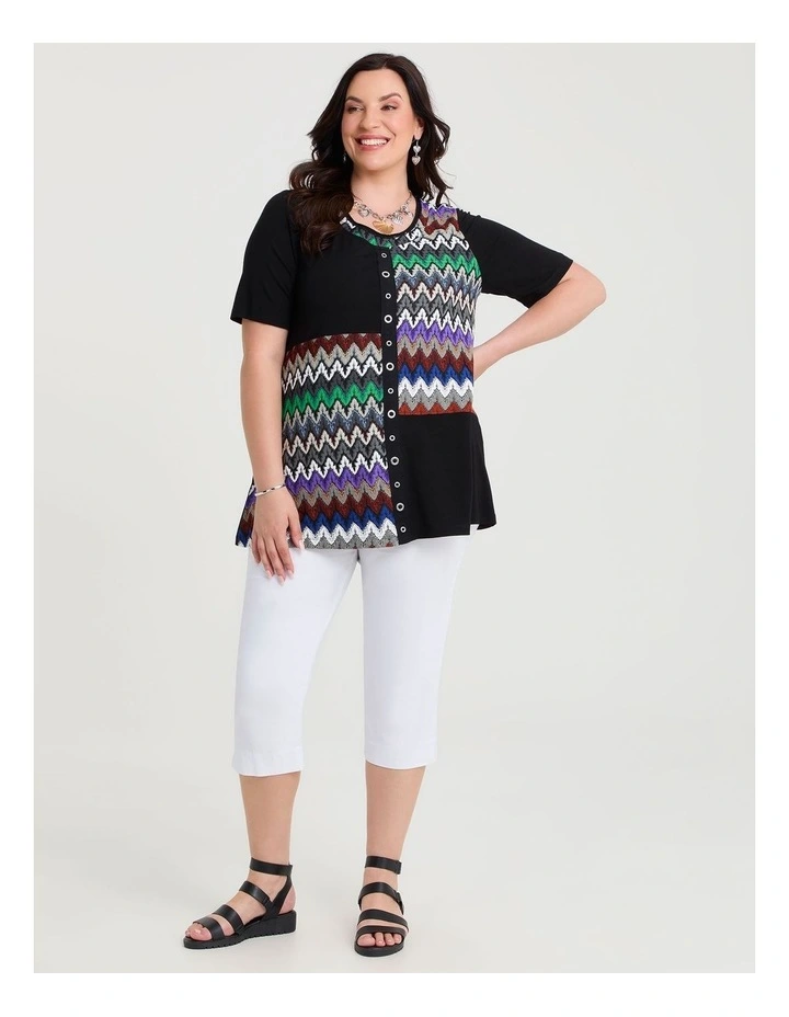 Chevron Lace Natural Spliced Tunic Black/multi image 3